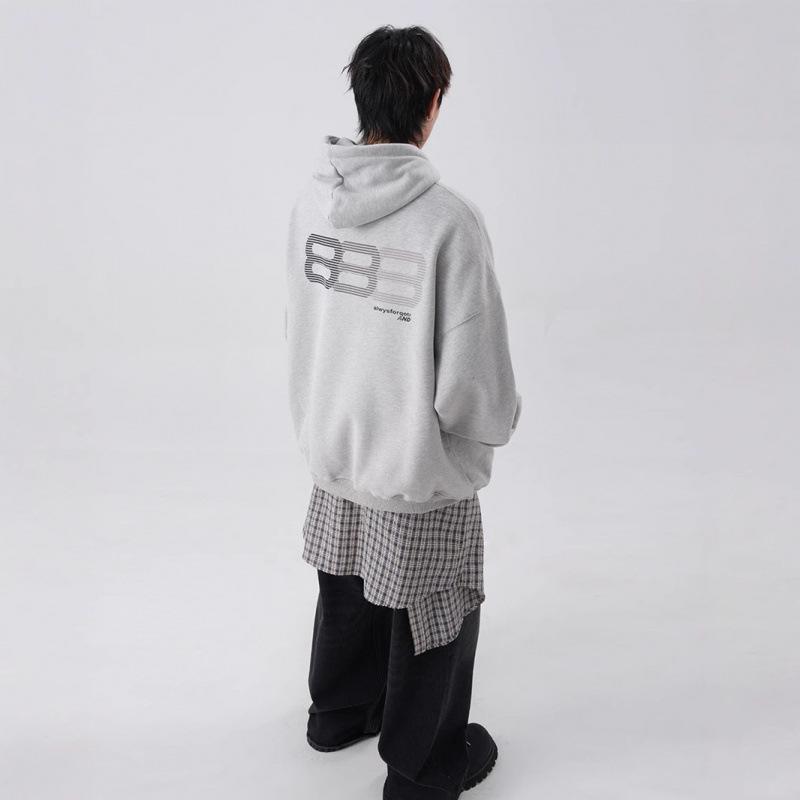 Мужской свитер с капюшоном Осень Черное пальто Удобная посадка Парный повседневный худи
