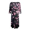 Women's Casual Fashion Round Neck Three Quarter Sleeve Print Midi Dress