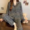 Milk cute girl pajamas autumn striped cartoon puppy lazy comfortable loungewear imitation cotton long-sleeved suit