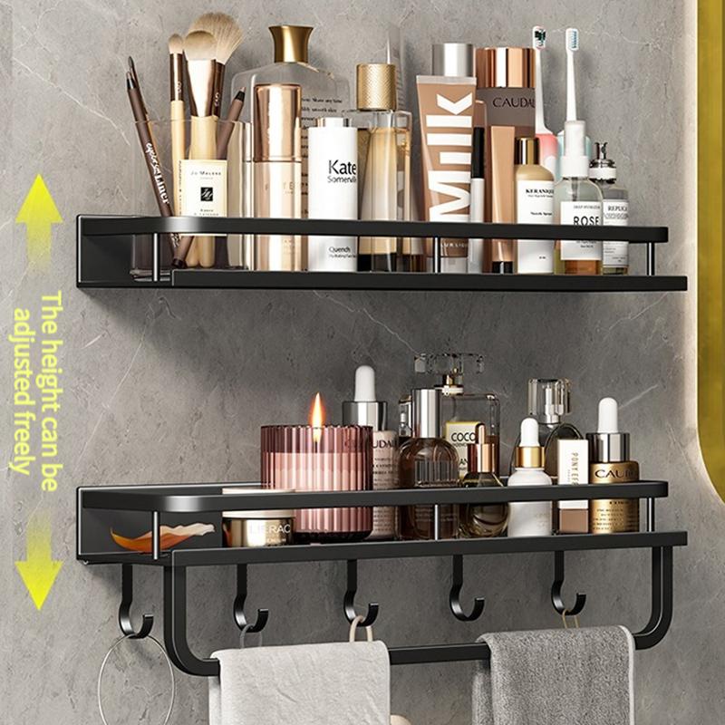 Bathroom Rack Bathroom Shelf Toilet Space Aluminum No Drill Hanging Rack Bathroom Organizer Hang On the Wall