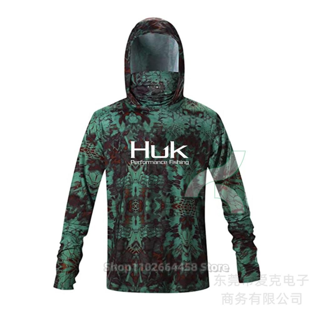 Рыболовный костюм HUK мужская толстовка летняя защита от солнца с длинным рукавом рыболовная футболка с маской для активного отдыха рыболовная рубашка