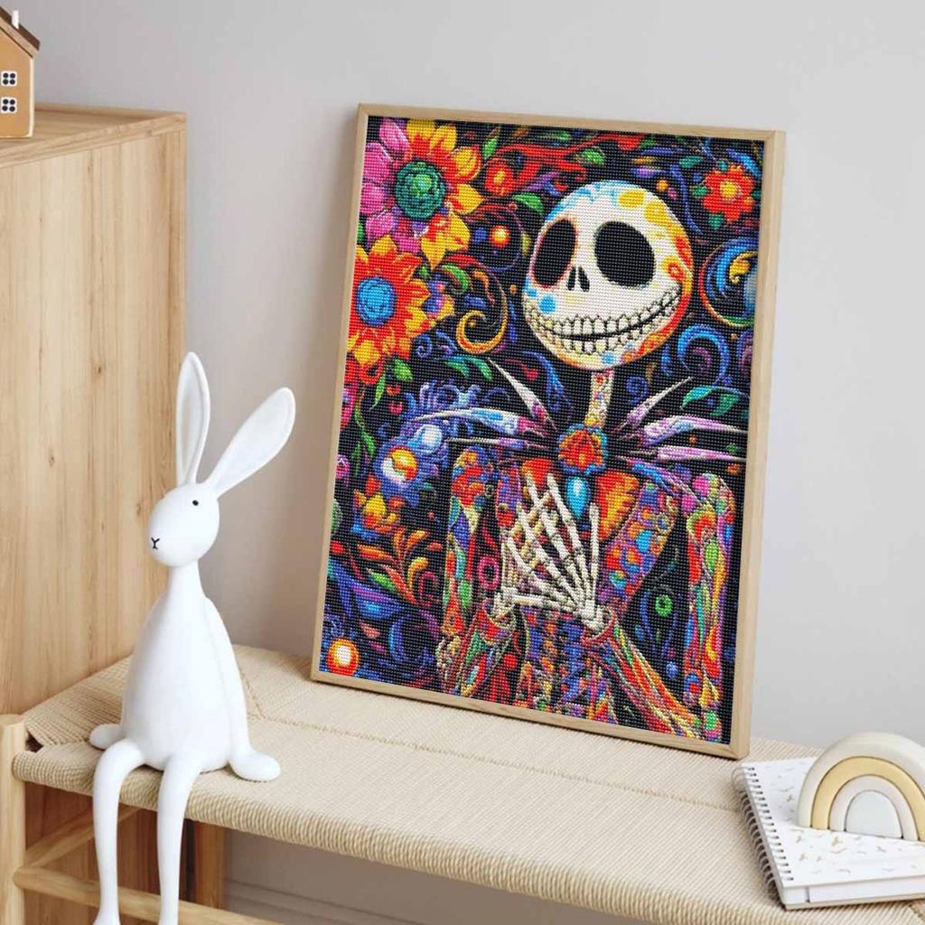 Halloween 5D Diamond Full Drill Art Painting Kit Sugar Skull Flowers Diamond Painting Home Decor Crafts Wall Art DIY Gift Decoration