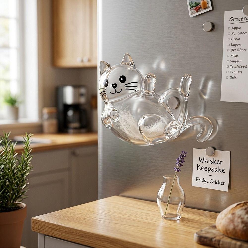 Transparent Cat Whiskers Collection Ornaments Pet Memorial Box Home Refrigerator Decor