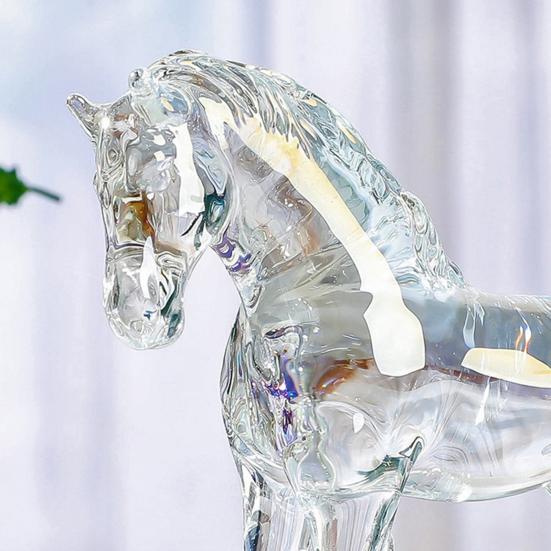 Маленькая прозрачная статуэтка лошади из искусственного хрусталя, коллекционная скульптура животного для декора гостиной, дома, офиса, стола