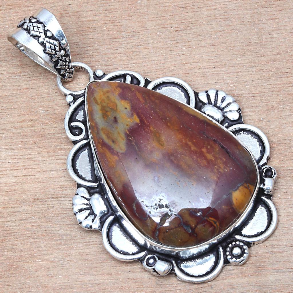 Pendant Wild Horse Jasper Gemstone Valentine'Day Gift Silver Jewelry 2.25"