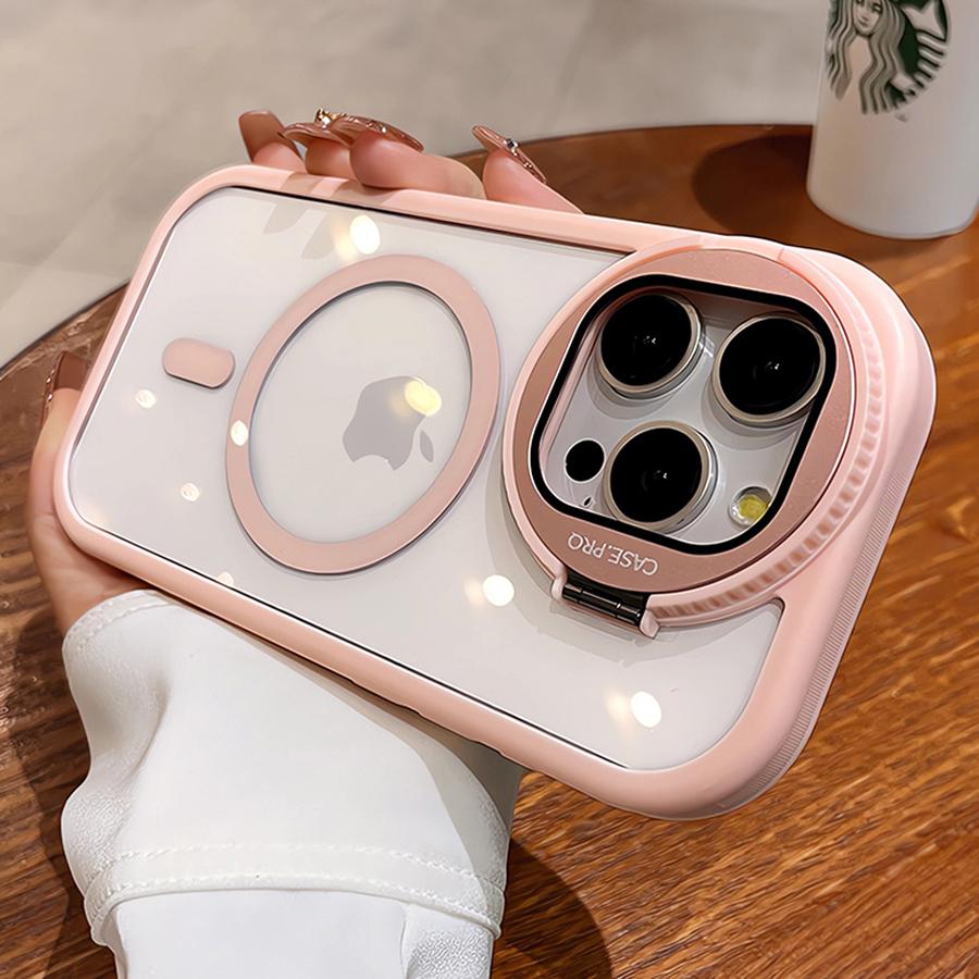 Camera Lens Protecter Glass Flip Bracket Magsafe Magnetic Stand Case For iPhone 17 16 15 11 12 13 14 Pro Max Funda Clear Cover
