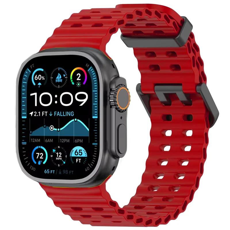 Силиконовый ремешок Ocean для Apple Watch Ultra 3 2 49 мм/11 10 46 мм 45 мм 44 мм Спортивный ремешок Браслет iWatch Серии 9 8 7 6 5 4 SE 3