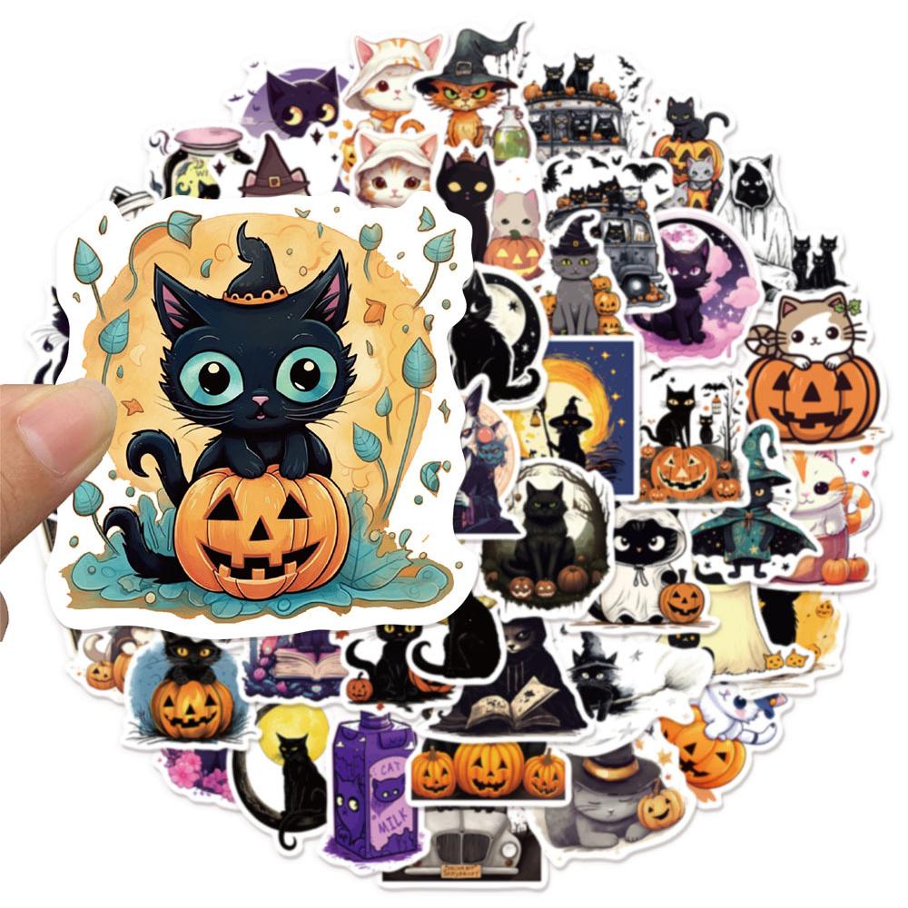 10/30/50 шт. Забавные милые Хэллоуинские наклейки с кошками Мультяшные наклейки для детей Игрушка Блокнот Телефон Гитара Ноутбук Креативные наклейки-граффити