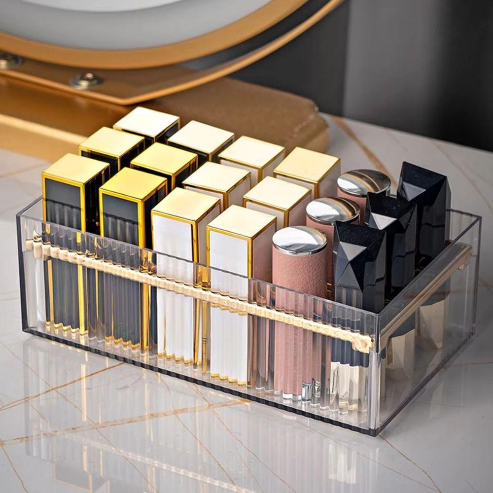 18-Slot Lip Gloss Holder Transparent Cosmetics Container Non-slip Make Up Organizer Dresser