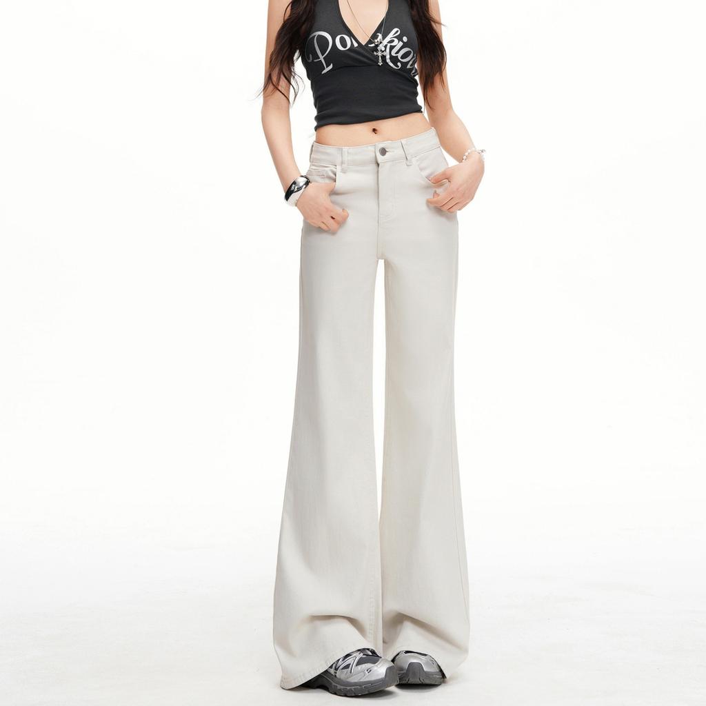 1 color/high waist Korean style elastic jeans women's spring and summer new non-stick leg drape micro-flared pants