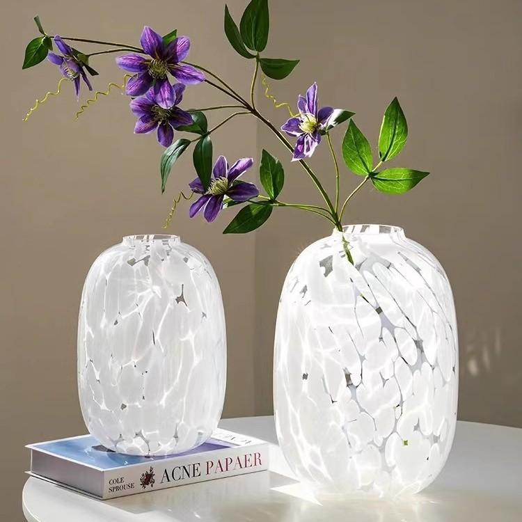 Big bellied round glass vase Original color snowflake water nurturing hanging clock flower vase home floor decor glass ornament