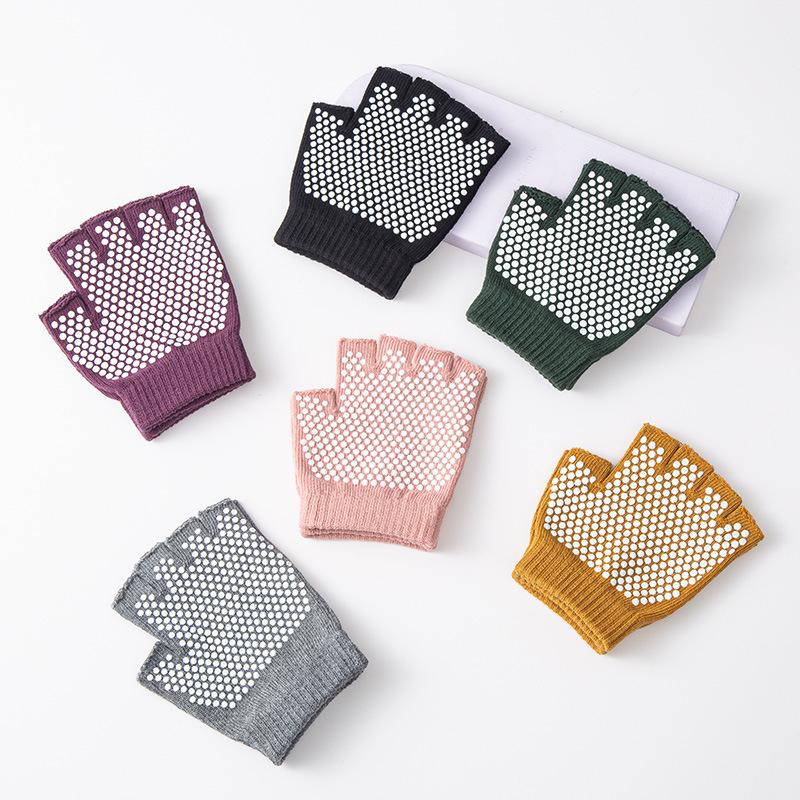 Meier Cotton half-finger yoga gloves - non-slip, elastic, short-fingered training gloves