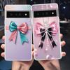 Чехол-накладка для Google Pixel 9 8 7 6 5 4 4XL 7A 6A 5A 4A 3A Pro XL 5G Прозрачный Мягкий ТПУ Корпус Розовый Сердечко Бант Рисунок Сумка
