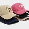 Korean Bow Embroidered Baseball Cap for Women In Spring and Summer Sweet and Cute Soft Top Sun Protection Baseball Cap Showing Small Face