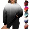 Women Plus Size Pullover Hoodie Gradient Print Long Sleeve Hooded Sweatshirt