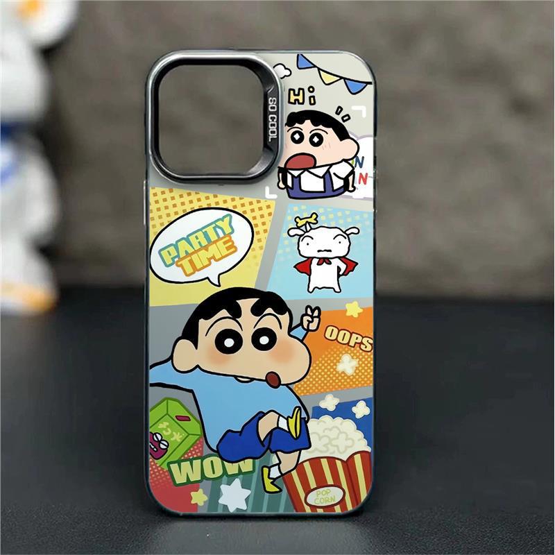 Чехол для iPhone 12-17 Серебристый, Кроссовер 13/14, Нишевый 12 Pro Max, Крошка Шин-чан
