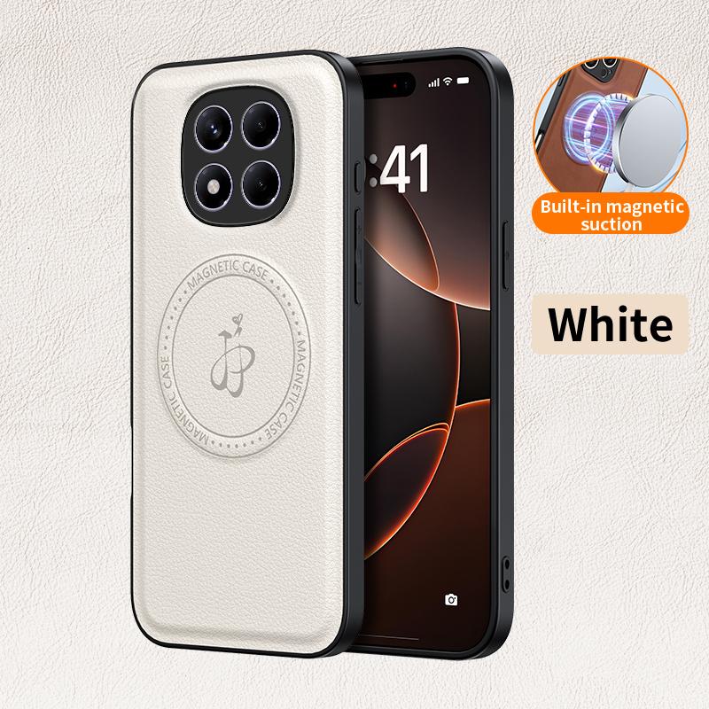 Роскошный магнитный держатель-подставка кожаный чехол для телефона для Xiaomi Redmi 14C 13C Redmi Note 13 14 Pro Беспроводная зарядка Чехол с логотипом