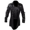 Steampunk Men's Gothic Trench Coat Leather Jacket Punk Style Biker Jacke Autumn Winter Motocycle Jacket