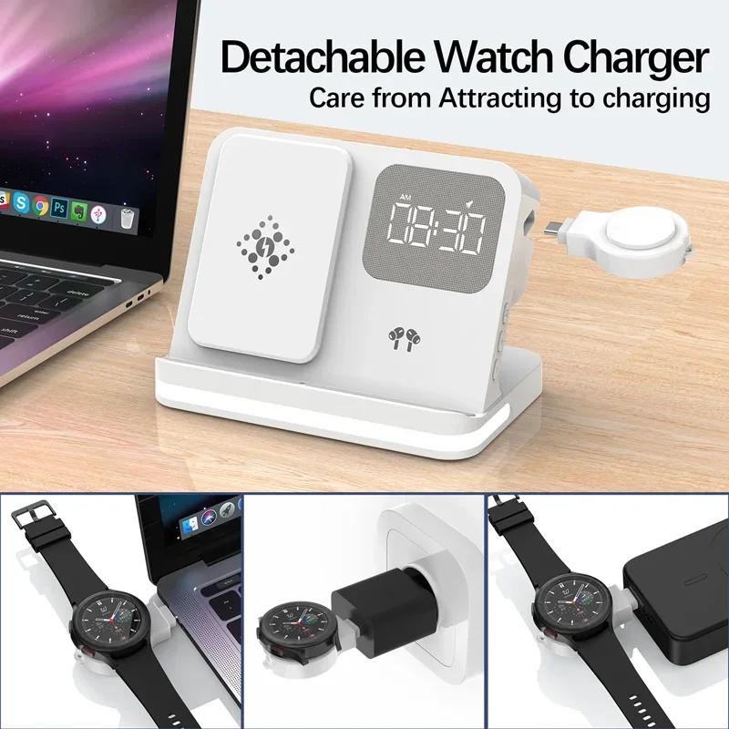Беспроводная зарядная док-станция 6 в 1 для iPhone Samsung S23 S22 Ultra Note Fold Galaxy Watch 5 4 Active Buds с быстрой зарядкой
