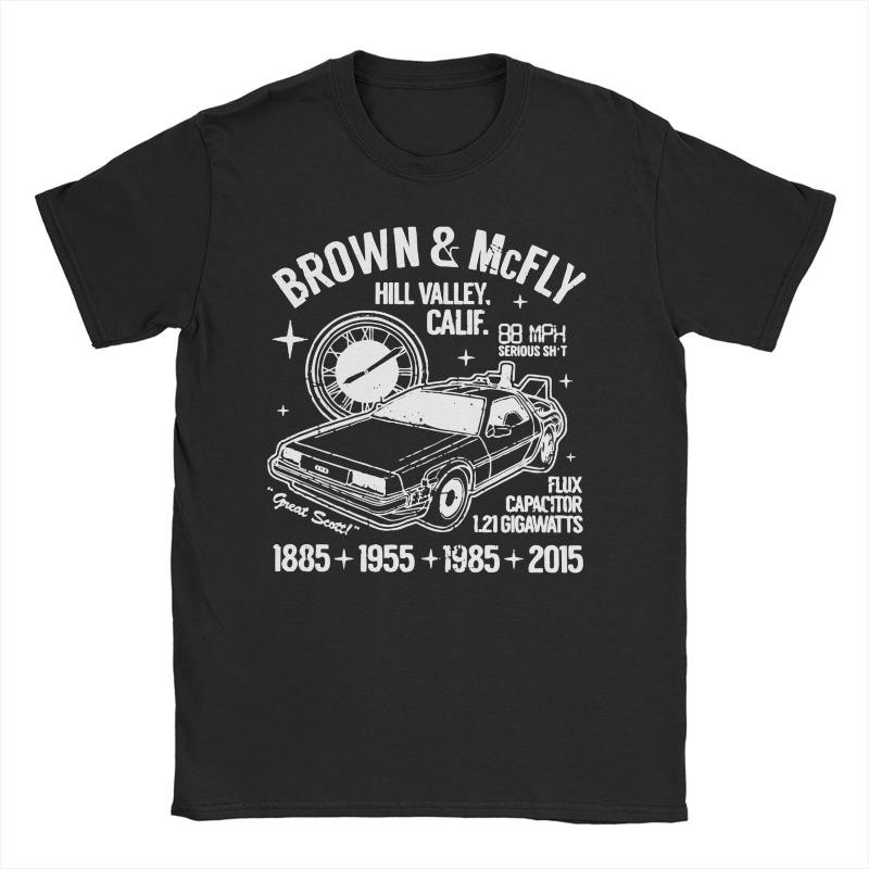 Men Womens Back To The Future Time Machine Retro Logo T Shirt BTTF Pure Cotton Clothing Casual Short Sleeve O Neck Tees TShirt