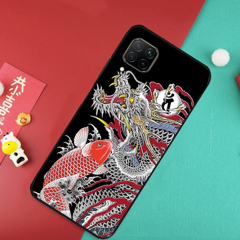 Чехол в японском стиле с драконом для Huawei Nova Y91 Y61 Y60 Y70 Y90 Nova 9 SE 10 11i 8i 3i P20 P30 Pro P40 Lite