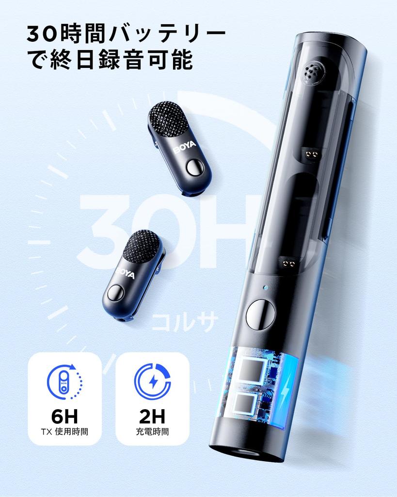 BOYA Magic-02 Wireless Lavalier Microphone 4-in-1 Mini Pin 30 Hours Continuous Use 100m Range AI Noise Reduction Compatible with Android iPhone Camera