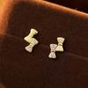 925 Sterling Silver Mini Cute Zircon Bow Earrings for Women Simple Exquisite Student Ear Accessories