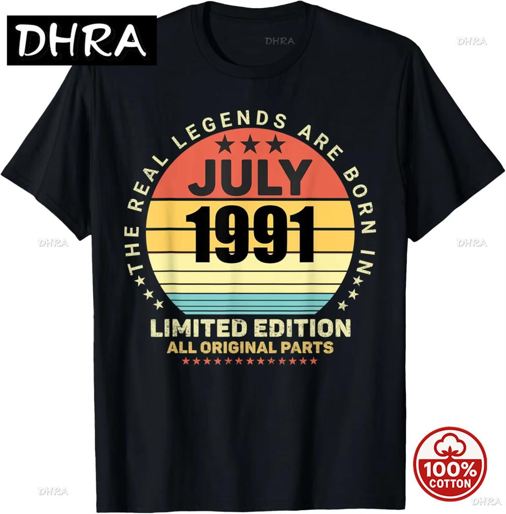 Retro Vintage 1991 Tshirt 34 Yrs Old Bday 33rd Birthday Unisex Loose Soft Tshirt Personalized Clothing Customizable Camisas Ropa