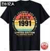 Retro Vintage 1991 Tshirt 34 Yrs Old Bday 33rd Birthday Unisex Loose Soft Tshirt Personalized Clothing Customizable Camisas Ropa