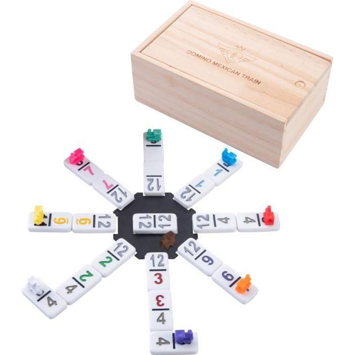 Игра «Мексиканский поезд в цифрах» Домино — ENGELHART — Double Box 12 — 91 толстые и красочные домино