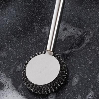 Щетка для мытья посуды из стальной проволоки с длинной ручкой