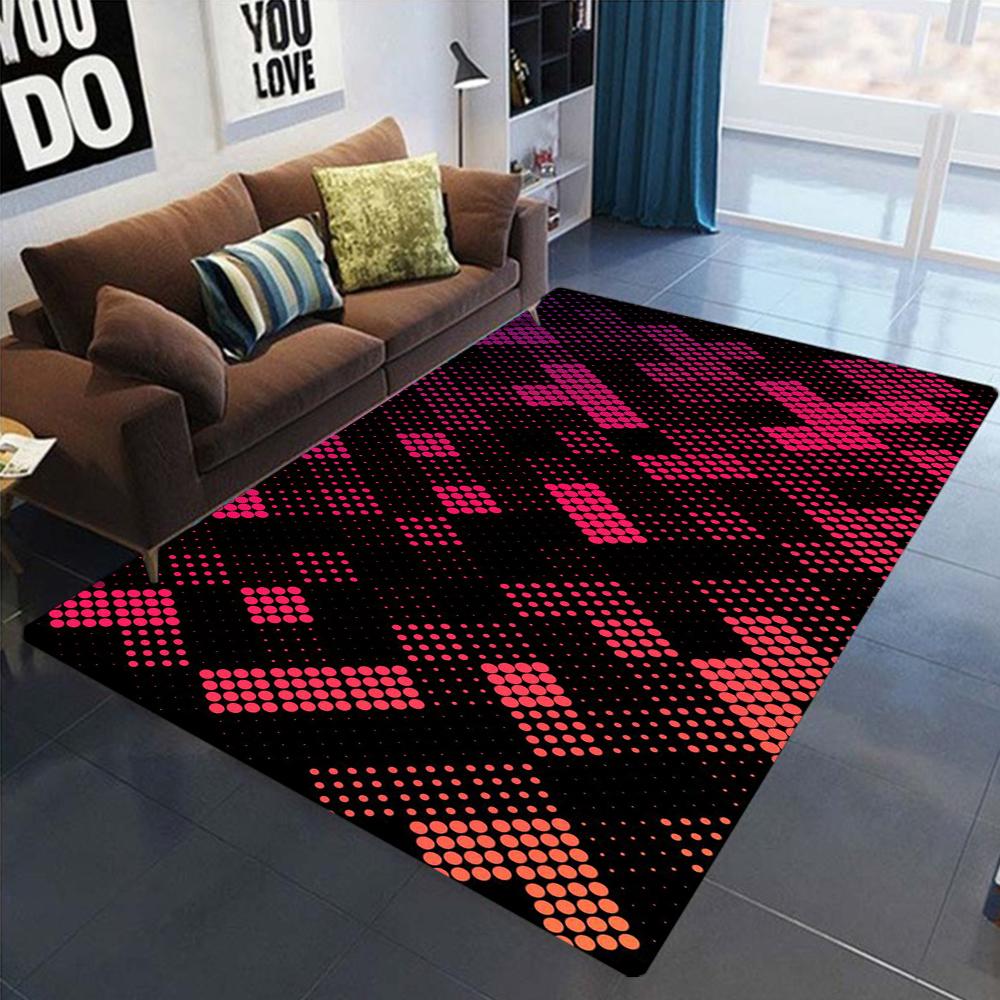 Gaming Style Carpet With Pixel Maze Geometric Patterns Modern Trendy Design Non Slip Rug For Living Room Bedroom Game Room