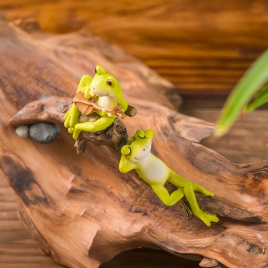 Cartoon Frog Figurine Resin Mushroom Reading Lying Guitar Frog Statue Sculpture Indoor
