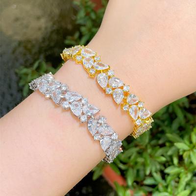 Цирконовый браслет Изысканный сверкающий бриллиант Цирконовые украшения Ювелирные изделия для невесты Вечернее платье Ювелирные изделия
