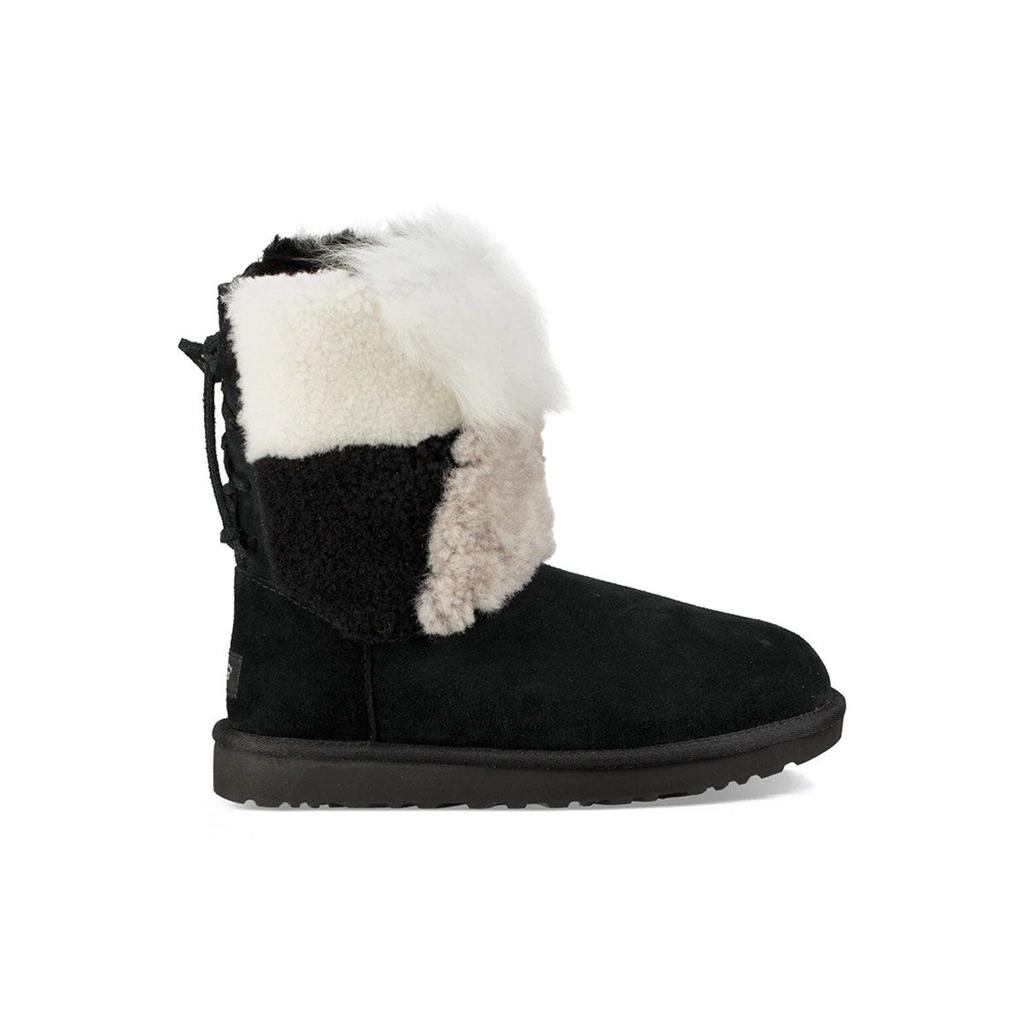 UGG Классические короткие лоскутные пушистые теплые удобные флисовые зимние ботинки женские ботинки черные 1098071-BLK