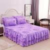Printed Bed Skirt Skin-Friendly Bed Skirt Single Piece Single Double Bed Cover Three-Piece Set Double Layer Lace Bed Skirt Bed Cover