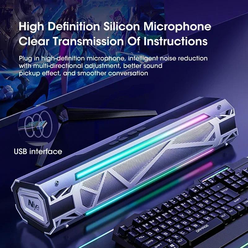 Оригинальная Bluetooth-колонка для компьютера Niye, USB, проводная 5.3, компьютерная колонка 4D, 360-градусный объемный звук, сабвуфер, домашнее аудио, RGB-подсветка