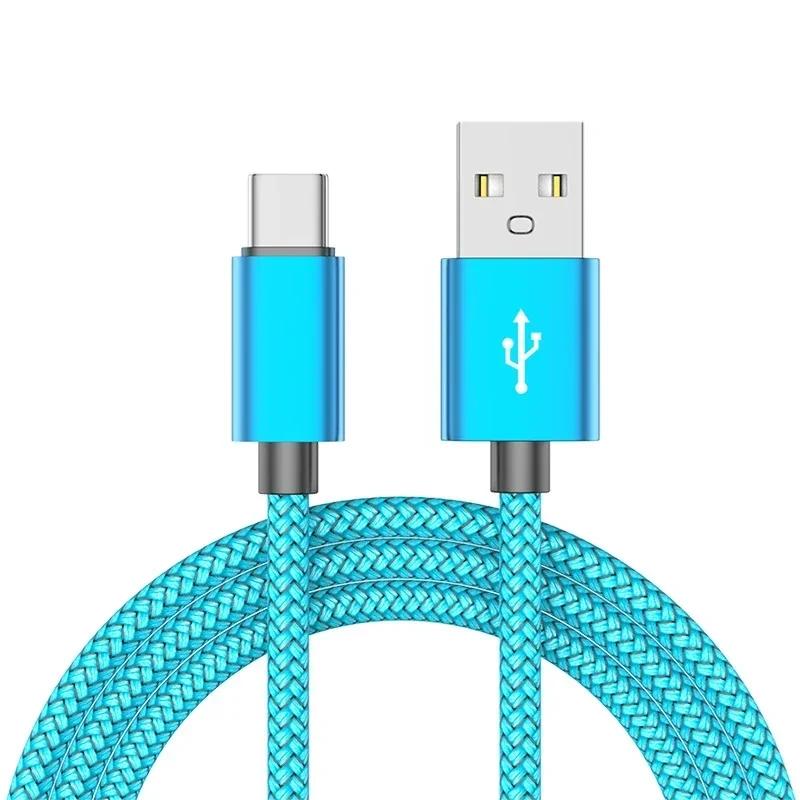 Кабель данных USB A на Type C Super Fast Charger Нейлоновый кабель для зарядки Устройство зарядки TypeC 1M 1M Кабель Для Android Iphone Samsung