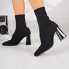 Women Boots Autumn Winter Knitted Stretch Fabric Socks Boots Women New Pointed Toe Short Boots Comfort Sexy Heels Shoes Women