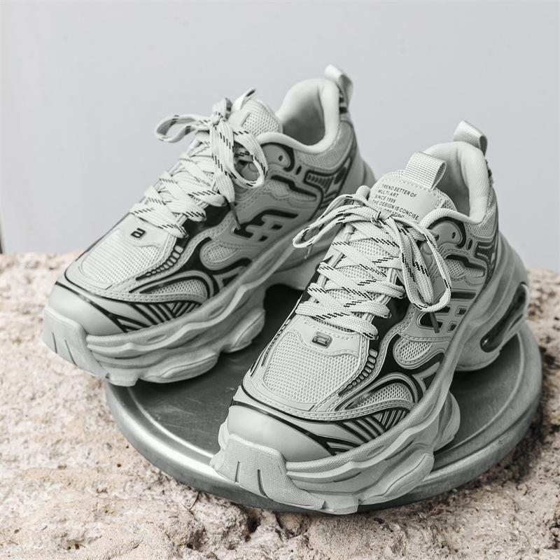 Летняя мужская обувь, новые дышащие сетчатые спортивные туфли, мужская трендовая универсальная повседневная обувь для бега на платформе, модная обувь для пап