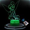 Lampe De Chevet 3D LED Fée Clochette, Veilleuse Changement De Couleurs, Lampe Tactile Bureau Et Chambre Enfant, Idée Cadeau Deco