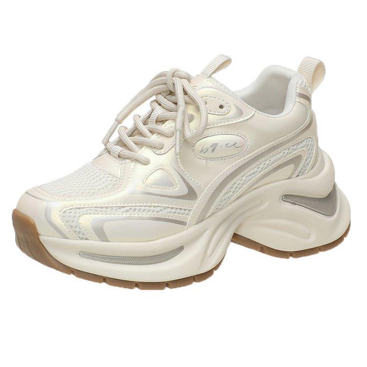 2024 весна новая 7 см завышенная платформа ретро элитная обувь для пап женская сетчатая спортивная и обувь для отдыха детская