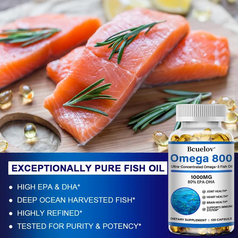 Omega 800 Ultra-Concentrated Fish Oil 1000mg - EPA-DHA Formula - 120 Capsules