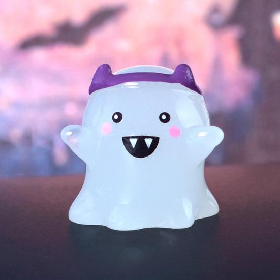 5Pcs/Set Halloween Ornament Pumpkin Ghost Shape Miniature Resin Figure Weather-Resistant Glow In The Dark Landscape Statues