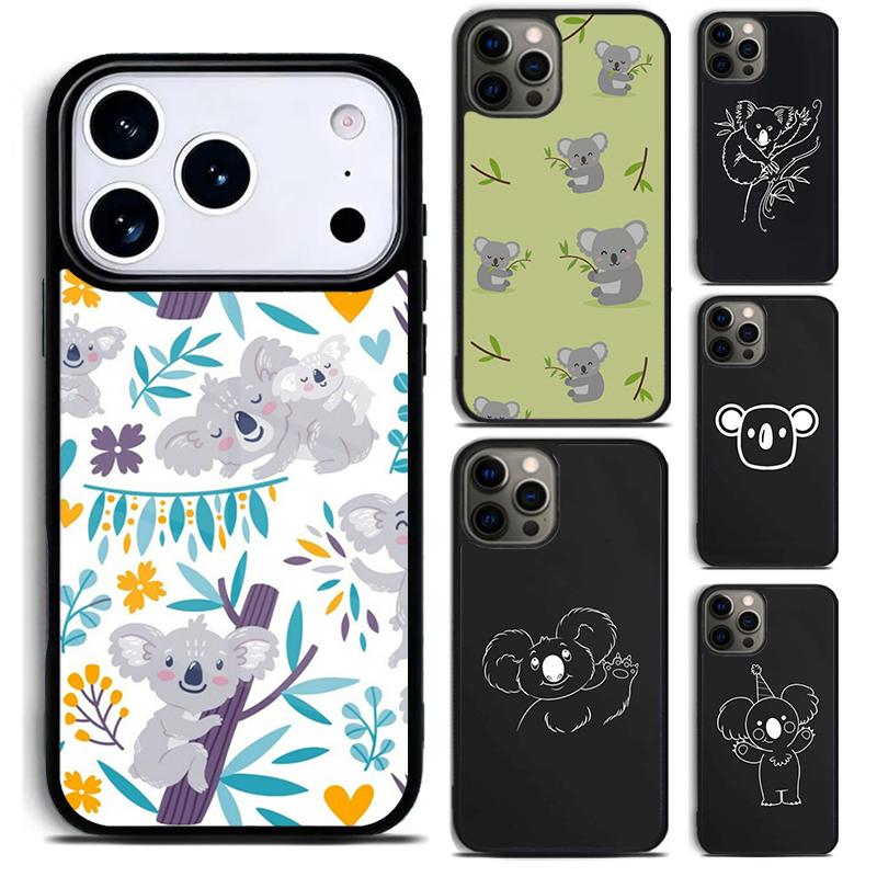 Cute Cartoon Koala TPU Phone Case For iPhone 17 16 15 14 13 12 11 Pro Max Plus 17Air Soft Silicone Cover