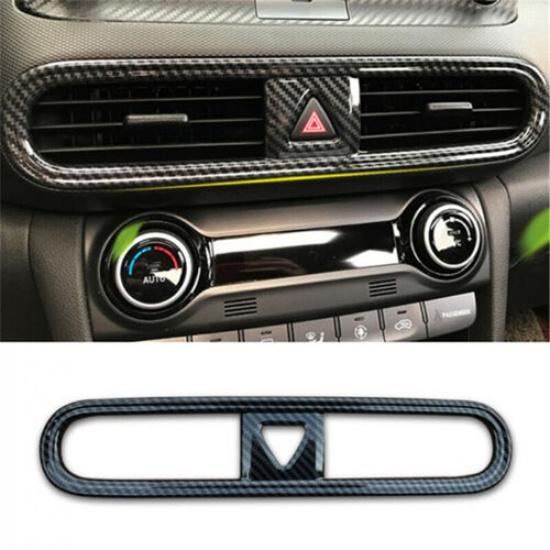 For Hyundai Kona 2018-2022 Carbon Fiber Center Air Outlet Vent Cover Trim