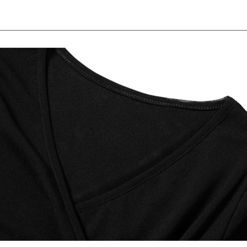 Корейская сетчатая футболка с длинными рукавами, женская, весенняя и осенняя, модели Cross Top, V-образный вырез, старая рубашка Foreign Gas, маленькая рубашка с сетчатым низом