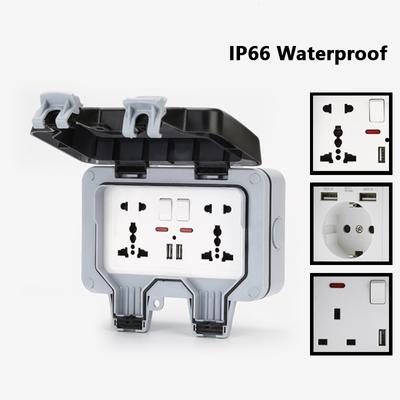 Международная универсальная IP66 USB настенная наружная водонепроницаемая розетка для выключателя, Великобритания, ЕС, Германия, Корея, водонепроницаемая зарядная розетка с защитой от дождя, водонепроницаемый корпус