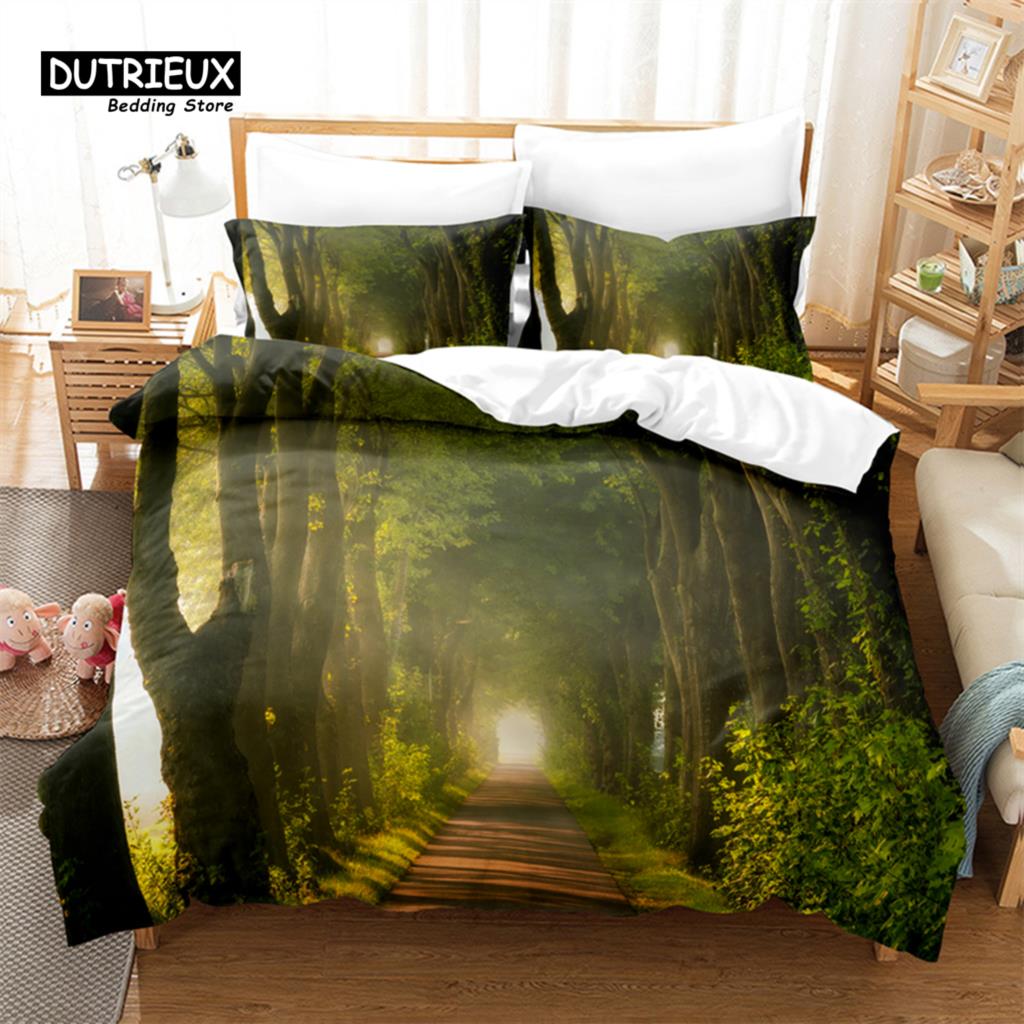 Комплект пододеяльника «Густой лес», Модный постельный комплект, Мягкий, удобный, дышащий пододеяльник, Для декора спальни, гостевой комнаты