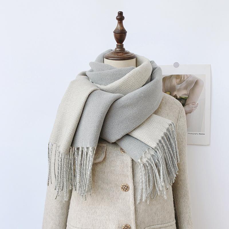 35 цветов 2024 осень и зима новый двухсторонний однотонный искусственный кашемировый кисточный платок утолщенный теплый шарф для мужчин и женщин